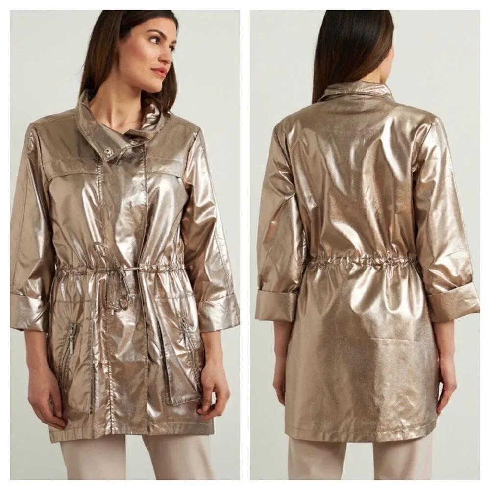 Joseph Ribkoff Foiled Gold Metallic Trench Coat